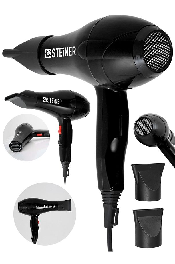 Alman 3400 Watt Profesyonel Saç Kurutma Makinesi Fön Makinesi Ac Motor Ms-9001 Siyah + 2 Adet Başlık - 2