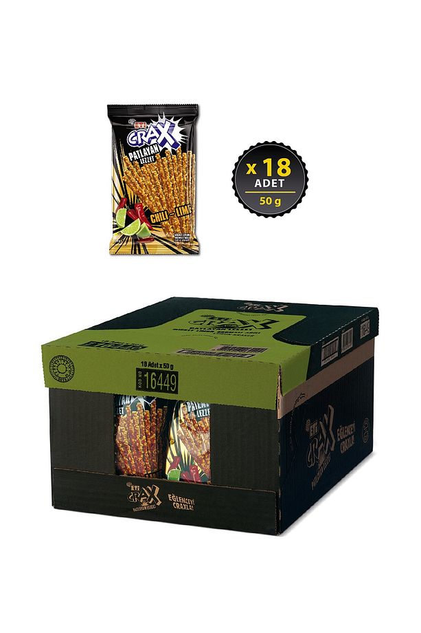 Crax Patlayan Lezzet Chili Lime Çubuk Kraker 50 g x 20 Adet - 2