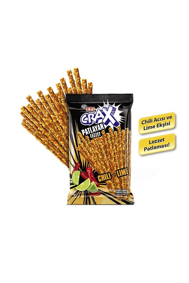 Crax Patlayan Lezzet Chili Lime Çubuk Kraker 50 g x 20 Adet - 3