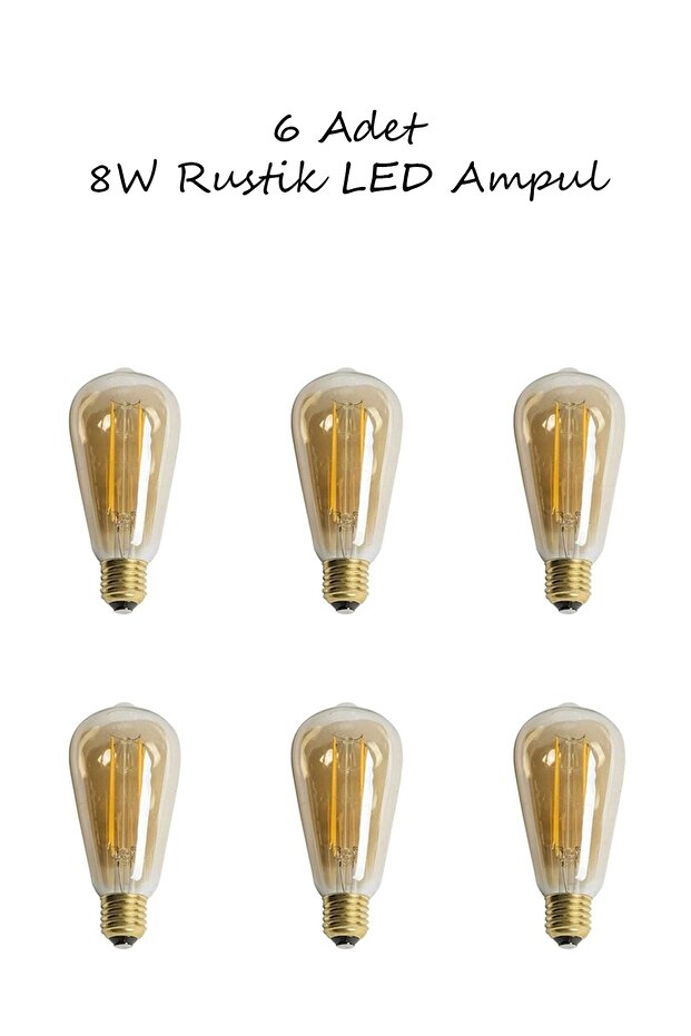 6 Adet Rustik Led Ampul St64/ Ct-4290 - 1