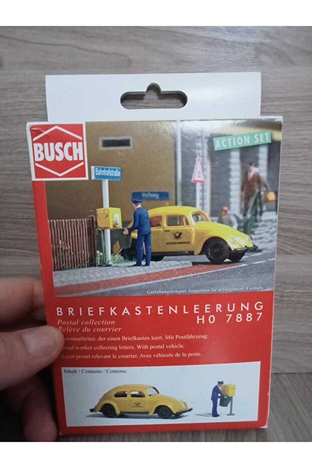1/87 Ho Volkswagen Postal Vehicle + Mailbox and 1 Mini Figure Actıon Set / Miniature Model...!