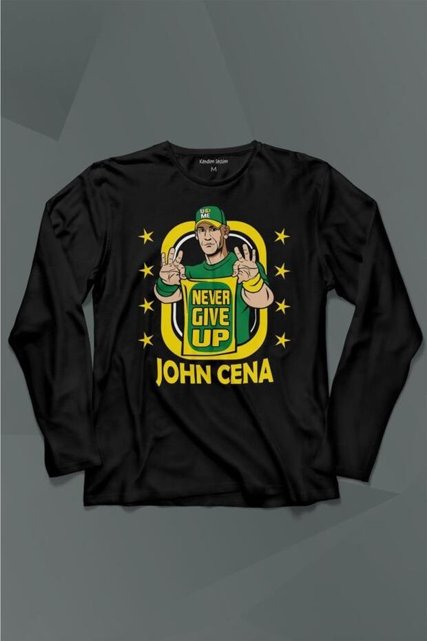 John Cena Wwe Logo Never Give Up American Wrestling Long Sleeve T-Shirt Printed T-shirt