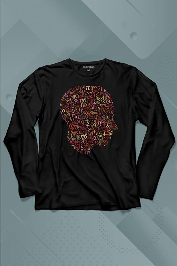 Human Head Mathematical Formula Numbers Equation Long Sleeve T-Shirt Printed t-shirt