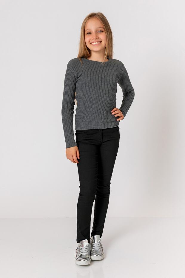 Kız Çocuk Gri Triko Bady - 2