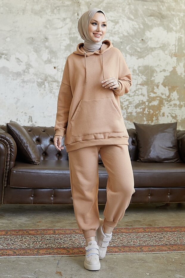 Merva Three Thread Tracksuit Set - Biscuit - 4