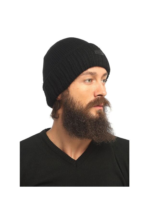 Örme Yün Siyah Erkek Bere - 1