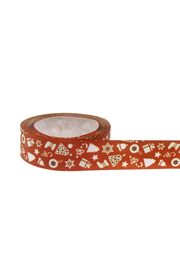 أشرطة رأس السنة الجديدة من Grosgrain مقاس 2.5 سم × 5 متر، نمط مختلط رقم: 4