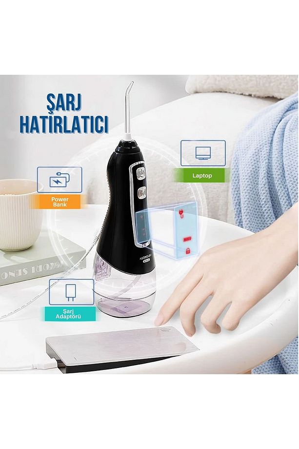 Kablosuz Pro V580 Water Flosser 320ml Taşınabilir Diş/protez Bakım Ve Ağız Duşu Siyah - 4