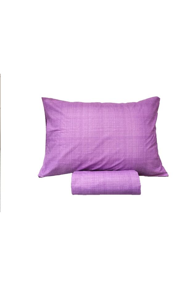 Purple Cotton Single Fitted Sheet and Pillowcase 100X200