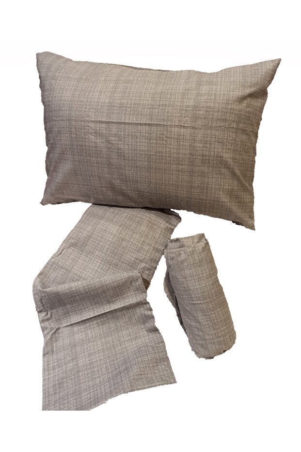 Cotton King Size (Fitted) Elastic Sheet with 2 Pillowcases 180X200 cm - Gray