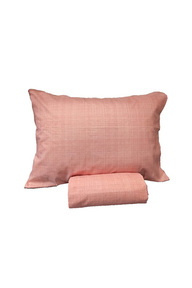 Cotton Single Bed Sheet and Pillowcase - Salmon 100X200 cm