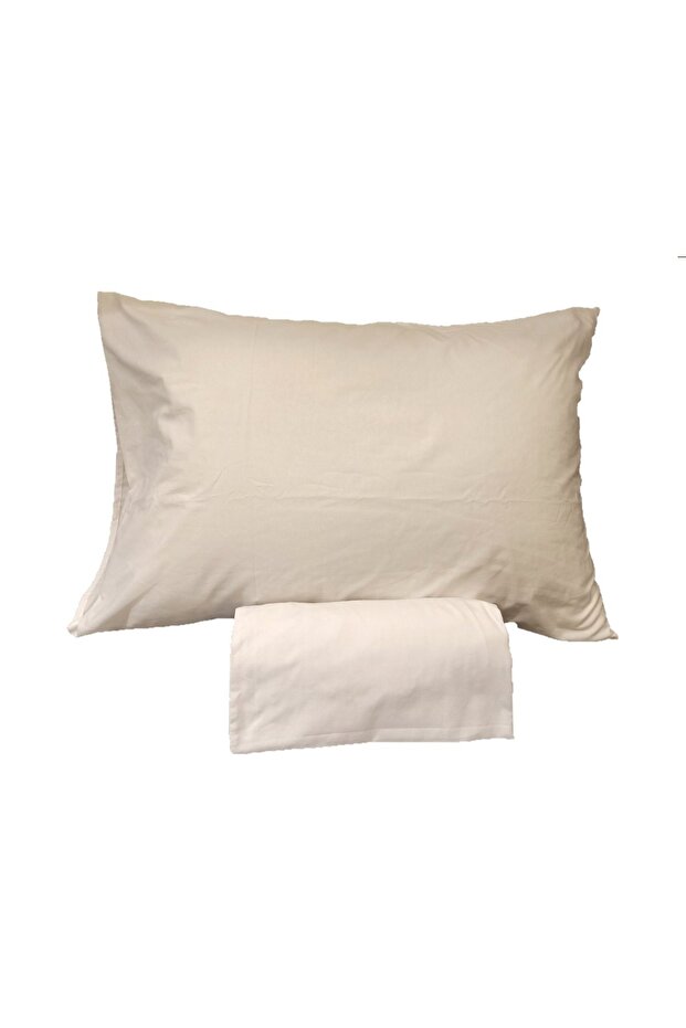 Cotton Single (Fi̇tted) Fitted Sheet 1 Piece Cover Pillow Case 100X200 cm - Light White