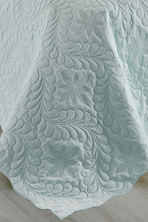 Ivy Açık Yeşil Çift Kişilik Microfiber Kapitone Yatak Örtüsü - 4