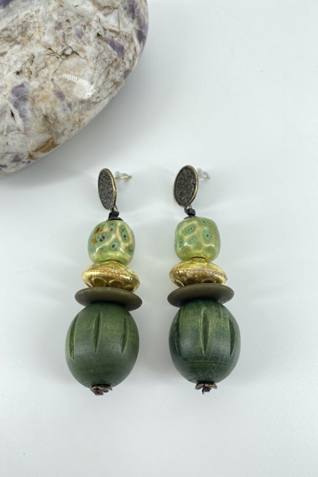 أقراط سيراميك أصلية مصنوعة يدويًا - 3