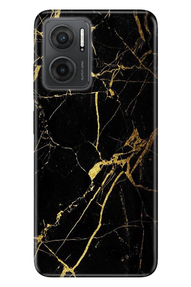 Xiaomi Redmi Note 11E Case 0.4mm Silicone Patterned Yellow Black Marble