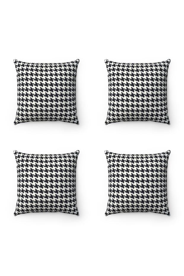 Houndstooth Patterned 4-Piece Throw Pillow Case - 1