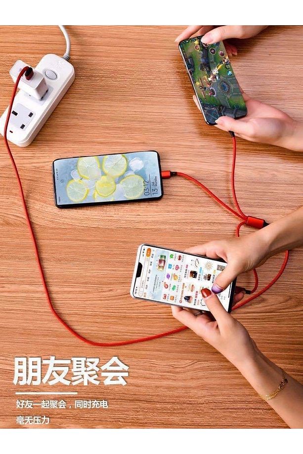 3+1 Hızlı Şarj Kablosu Nano Örgü Ip-1200mm Uzunlukta-2.4a-type-c/mikro/iphone Çıkışlı Kablo - 5