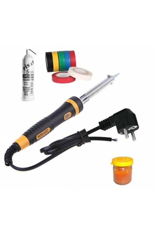 60 Watt Leyim Seti Topraklı Kaliteli Lehim Tabanca Tüp Set Kalem Havya Makinesi 4 Parça Tamir Set - 1