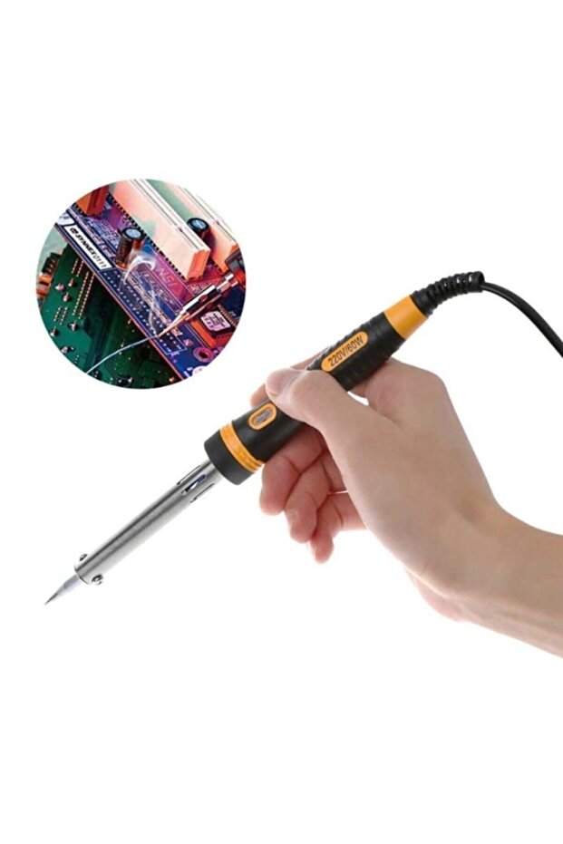 60 Watt Leyim Seti Topraklı Kaliteli Lehim Tabanca Tüp Set Kalem Havya Makinesi 4 Parça Tamir Set - 5