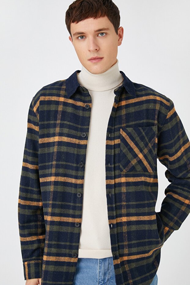 Men's Green Plaid Shirt 3WAM60122HW