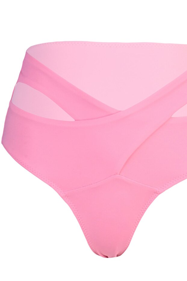 Pembe Cut Out Detaylı Hipster Yüksek Bel Bikini Altı TBESS20BA0184 - 7