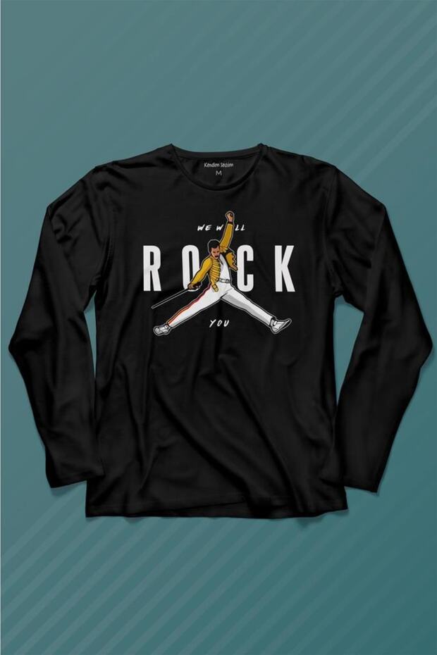 Freddie Mercury We Will Rock You Queen We Are The Champions Long Sleeve T-Shirt Printed T-shirt