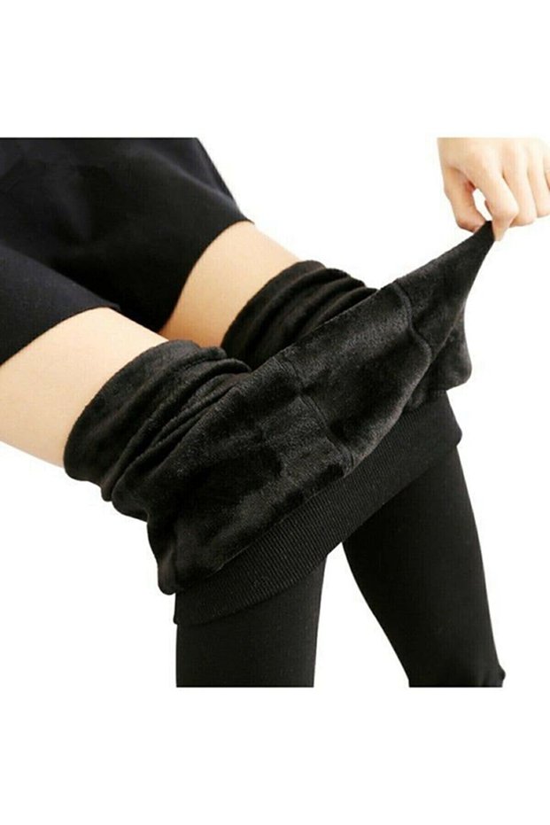 Plush High Waist Winter Warm Soft Women's Black Thermal Leggings Underwear