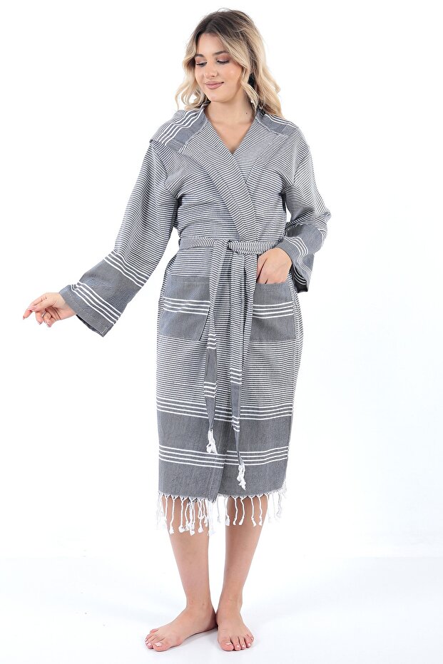 Elenora Peshtemal Bathrobe Black