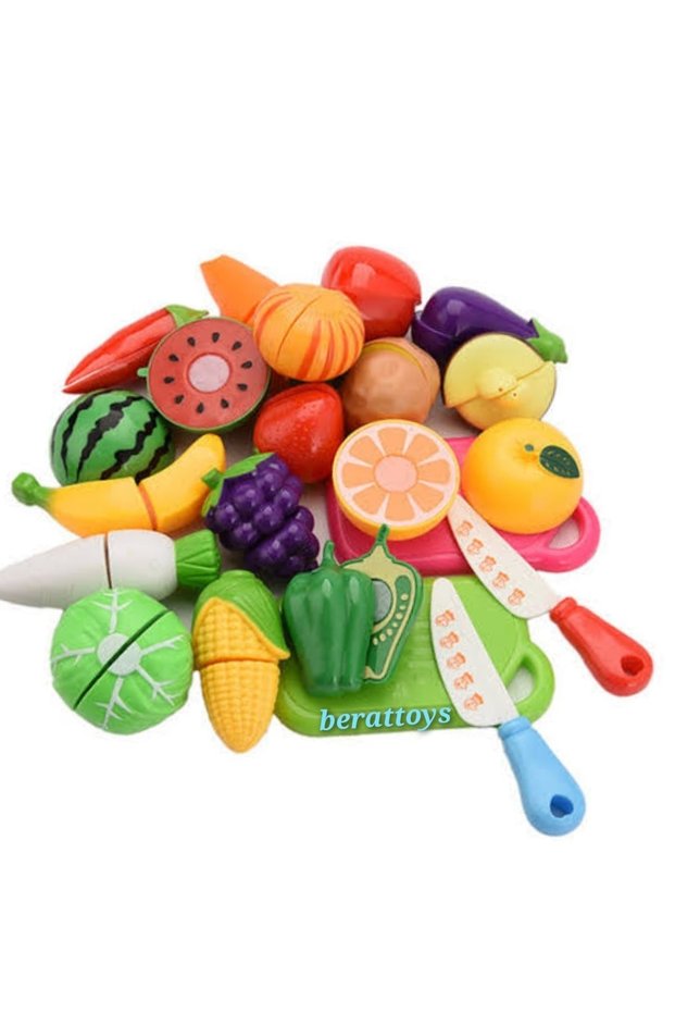 28 Pieces Cut Fruits and Vegetables Cuttable Fruits with Velcro Cuttable Toy Fruits and Vegetables