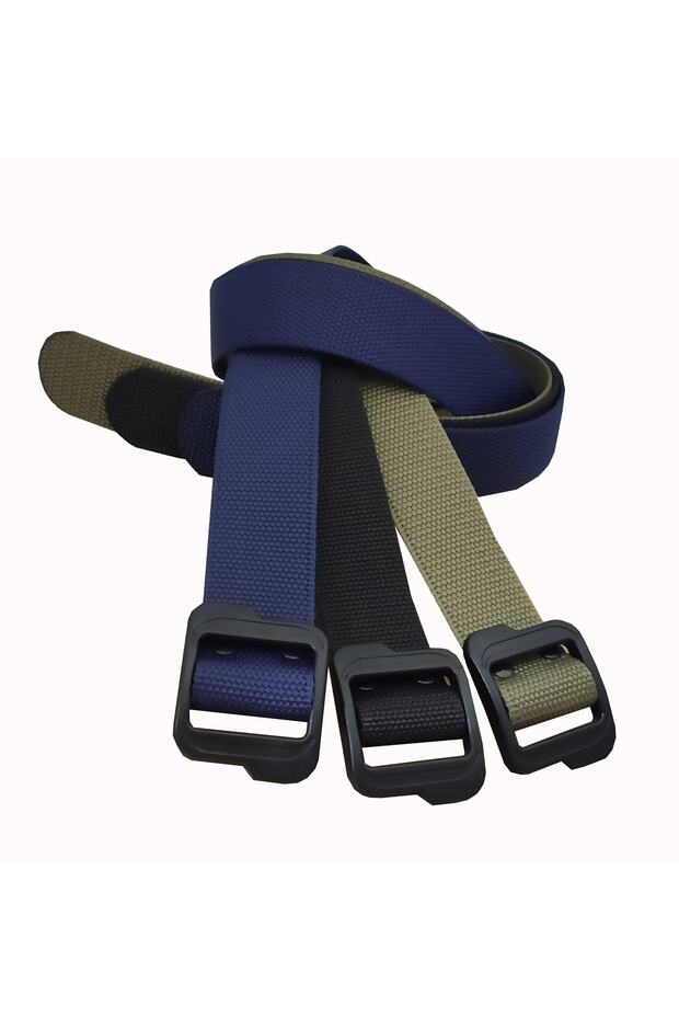 Anti-Allergic Cam Plastic Buckle Tactical Style Cloth Belt Set of 3