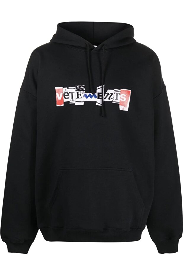 Unisex Oversize Logo Drawstring Sweatshirt - 1