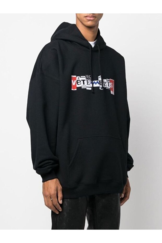 Unisex Oversize Logo Drawstring Sweatshirt - 2