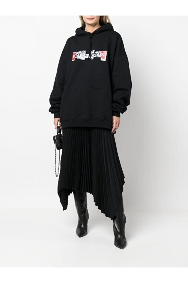 Unisex Oversize Logo Drawstring Sweatshirt - 3