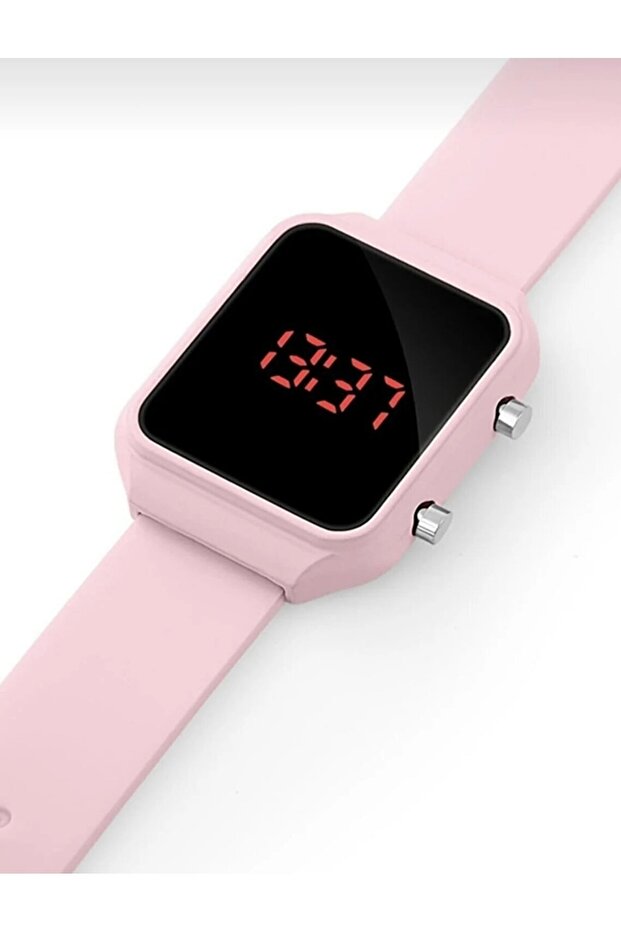 Digital Led Children Wrist Watch Pink Color Silicone Kids Watches