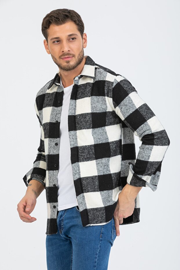 Erkek Beyaz Odunucu Gömlek - 1