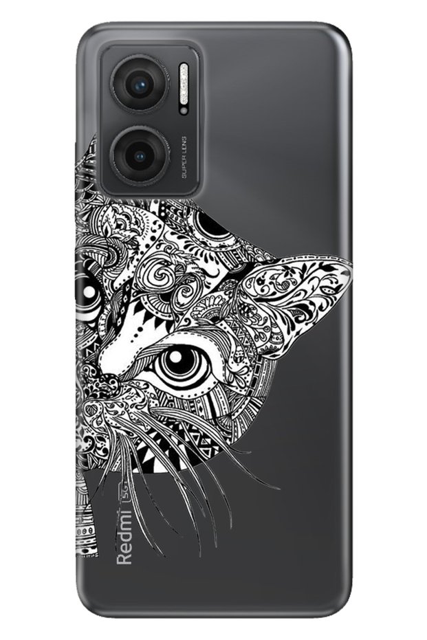 حافظة هاتف Xiaomi Redmi Note 11e بسمك 0.4 ملم من السيليكون بنمط القطة الوحشية ماندالا