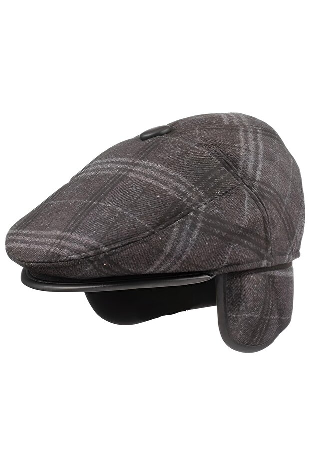 Warm Winter Plaid Eared Hat (58-59 Cm) (Standard Size)