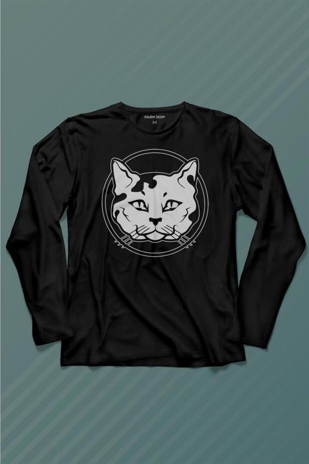 Cute Cat with Tiny Whiskers Petite Long Sleeve T-Shirt Printed T-shirt