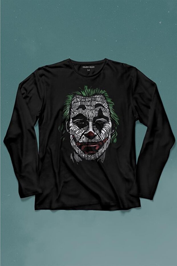 Batman Joker Typographic Silhouette - Long Sleeve Printed T-Shirt