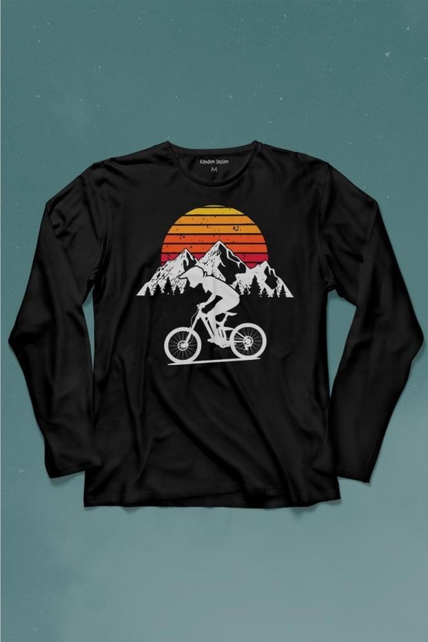 Bicycle Nature Travel Tour Outdoor Travel Retro Long Sleeve T-Shirt Printed T-shirt