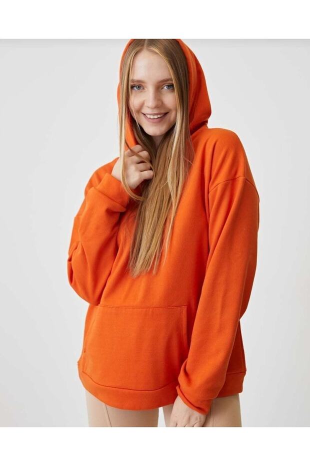 Kapüşonlu Sweat - Turuncu