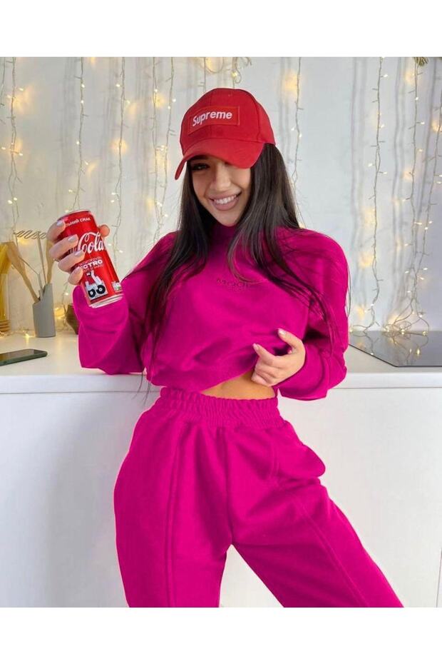 Fuchsia Turtleneck Tracksuit Set