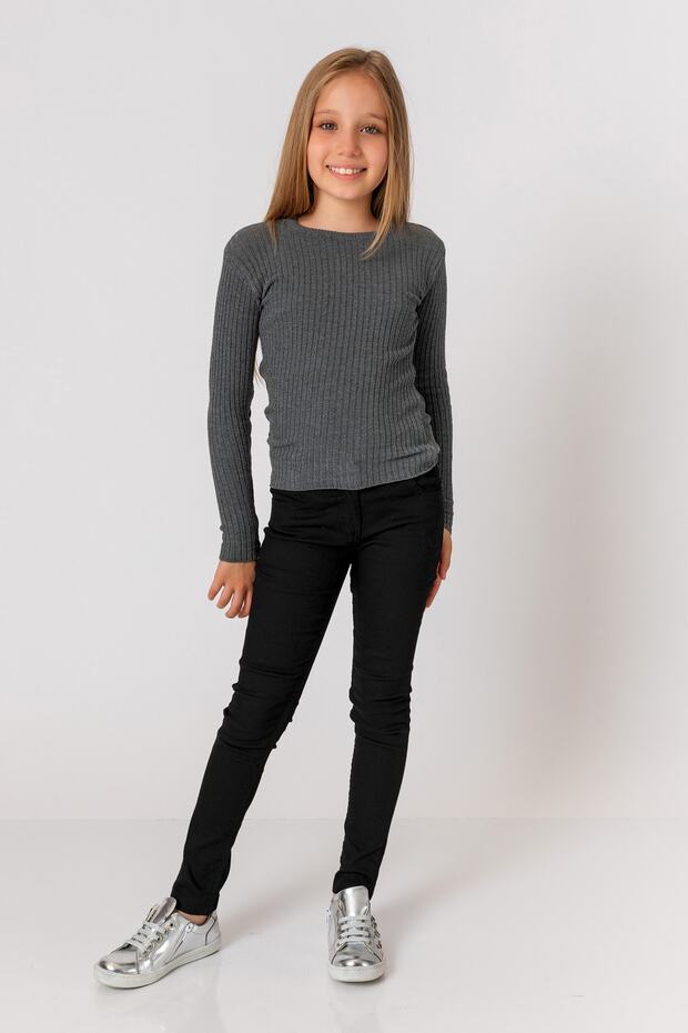 Kız Çocuk Gri Triko Bady - 1