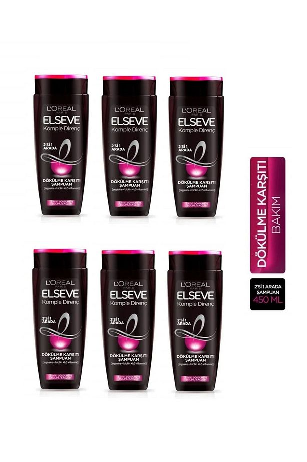 Loreal Şampuan Komple Direnç Dökülme Karşıtı 2'si 1 Arada 450 Ml X 6 Adet - 1