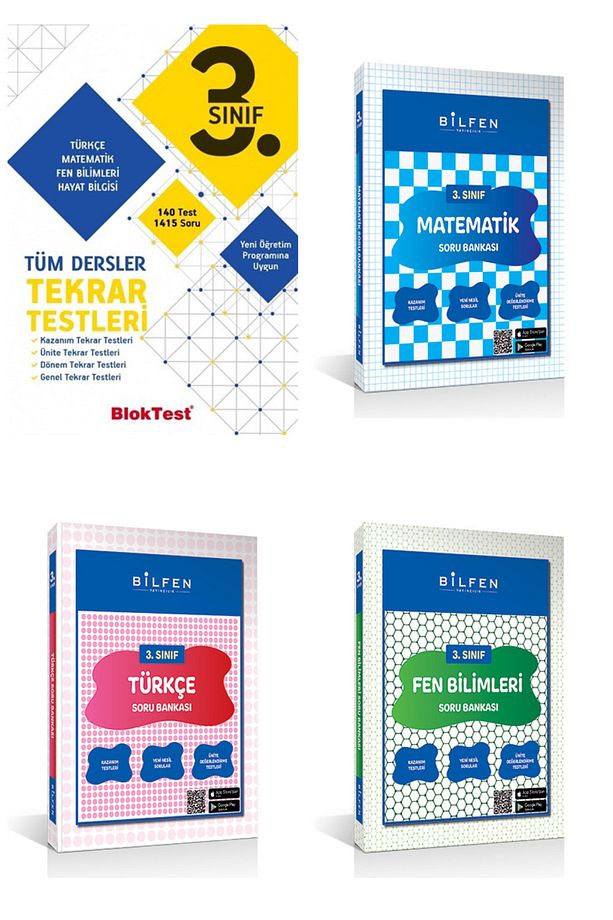 Bilfen Yayınları 3. Sınıf Matematik-türkçe-fen Ve Tudem Tüm Dersler Tekrar Testi Seti - 1
