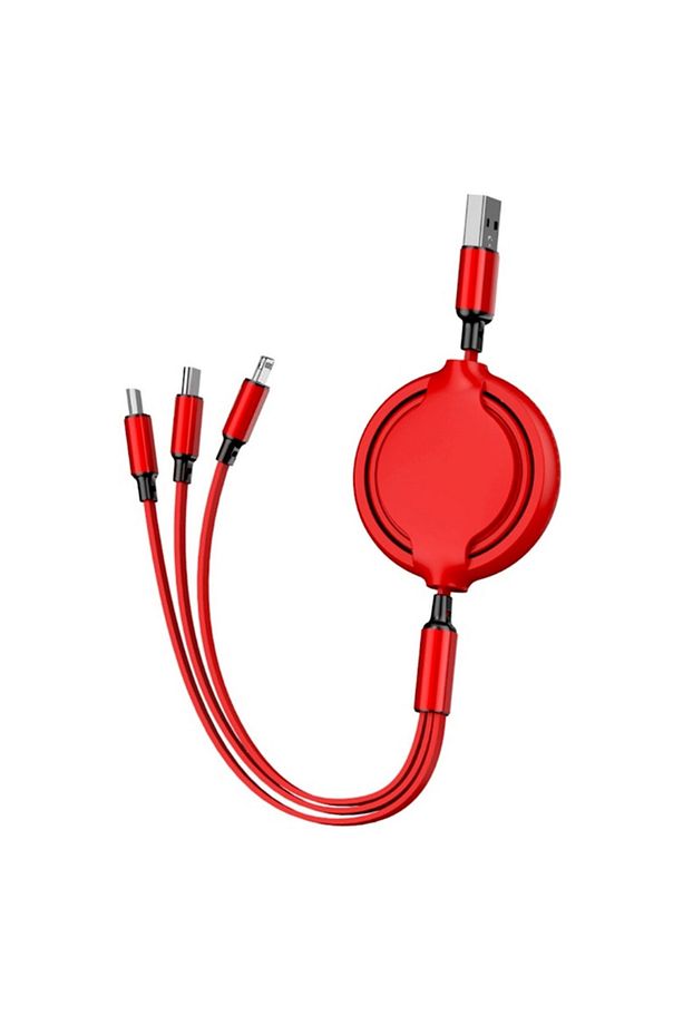 S28-red 20-120cm Uzayabilen Type-microb, Type-c, Lightning 3a Çoklu Şarj Kablosu - 1