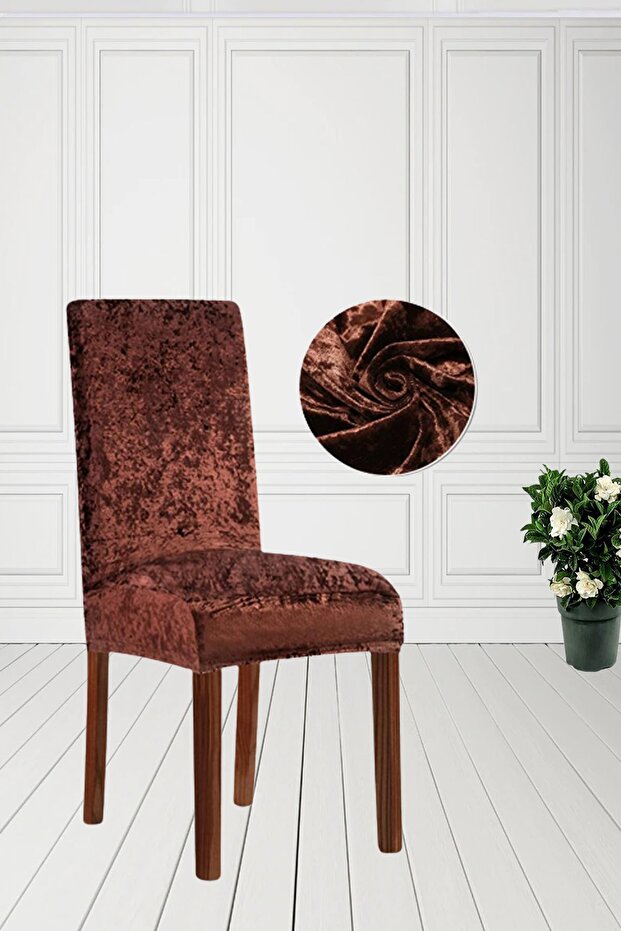 Bashtugh Sandalye Kılıfı , Yıkanabilir, Lastikli ,kadife Kumaş Sandalye Örtüsü 1 Adet - 1