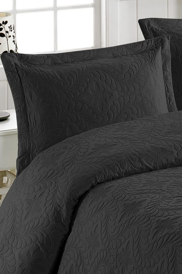 Çift Kişilik Microfiber Kapitone Yatak Örtüsü Ivy Siyah - 3