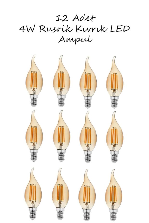 12 Adet 4w Rustik Led Buji Ampul - Ct-4281 - 1