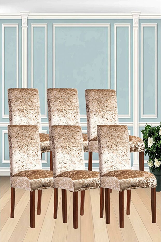 Chair Cover, Washable, Elastic, Velvet Fabric Chair Cover, 6 Pieces in a Pack.